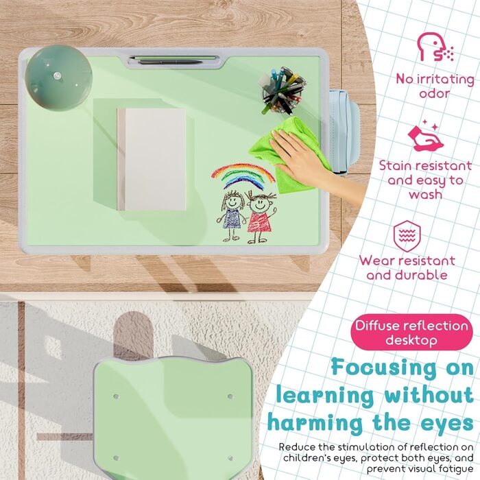 Дитячий комплект столу та стільця, регульований по висоті, для школи та університету, комплект столу та стільця з шухлядою для зберігання речей, ергономічний комплект стільців для роботи з гачком для рюкзака, підходить для дітей від