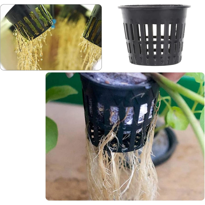 Сітчастий горщик для гідропоніки Yardwe, 10 шт., садові сіткові горщики для чашок, пластикові сіткові горщики для гідропоніки, відро, кошик для гідропоніки, 3,15 x 2,5 дюйма (чорний)