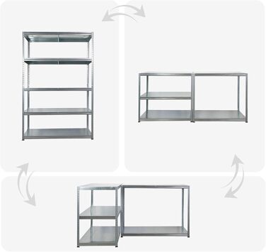 Набір економ-класу з 5 предметів Металеві стелажі Steel Eagle 180x120x60 см Навантаження на полицю 130 кг Оцинковані надміцні стелажі, кухонні стелажі, стелажі для підвалу, стелажі без болтів, гаражні стелажі, стелажі для зберігання 5 шт. ВxШxГ 180x120x60