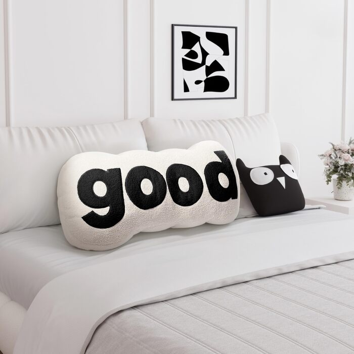 Подушка для спинки Johnear Good Alphabet, плюшева подушка з літерами, подушка для спинки ліжка, подушка для читання, подушка для спинки ліжка, ідеально підходить для читання, перегляду телевізора, відпочинку або як підтримка спини (біла)