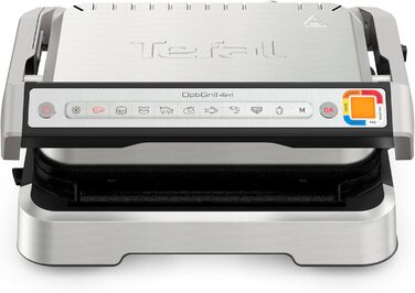 Контактний гриль Tefal OptiGrill 4в1 з деком для випікання, відкидний, настільний гриль, 9 програм, дисплей рівня приготування, електричний гриль, духовка, GC776D10