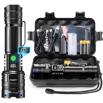 Акумуляторний світлодіодний ліхтарик PHIXTON, надзвичайно яскравий 500 000 люмен, 1 режим світла, дальній радіус дії, суперяскравий та потужний тактичний ліхтарик USB-C, масштабований акумуляторний ліхтарик для зовнішньої безпеки, 32,0 Вт-години