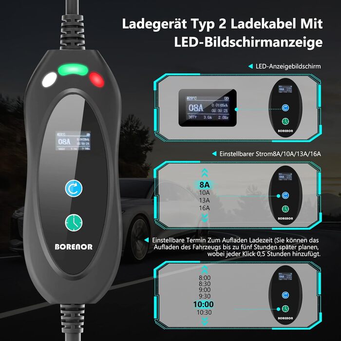 Зарядний кабель CEE 16A до типу 2 11KW 380V, 3-фазний, портативна зарядна станція для електромобілів 5M, мобільна зарядна станція