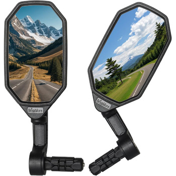 Велосипедні дзеркала BriskMore на торці керма, опукла скляна лінза високої чіткості для керма електровелосипеда, стійка до подряпин, безпечний задній вид, 1 пара велосипедних дзеркал BT-022 (праве та ліве) A срібна лінза 1 пара