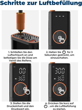 Електричний повітряний насос Oasser з подвійним дисплеєм 6000mAh 150 PSI, акумуляторний компресор з 3M 12V прикурювача для автомобіля, мотоцикла, велосипеда, м&39яча, подорожей, кемпінгу