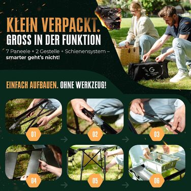 Стіл для кемпінгу та вугільний гриль 2-в-1 Компактний розкладний стіл з грилем Стіл IGT з регульованою висотою для 2-3 осіб Складаний та портативний Можна використовувати як рибальський стіл Ідеально підходить для використання на свіжому повітрі або пікні