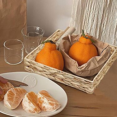 Набір із 3 підносів для зберігання, сплетених з водяного гіацинта та морської трави, квадратні декоративні підноси для подачі, кошики для зберігання ручної роботи з водяного гіацинта для вітальні, їдальні та ванної кімнати, кухні