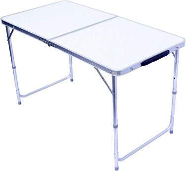 Складаний багатофункціональний стіл, багатоцільовий стіл, кемпінговий стіл, розкладний стіл, ринковий стіл, стіл з регульованою висотою для обклеювання шпалерами, бічний столик для кемпінгу в саду, для фестивалів, ринків тощо (білий 120 x 60 см)