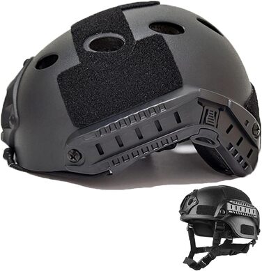 Швидкий шолом Легкий страйкбольний шолом з підкладкою, регульованим ремінцем та бічними рейками для спорту на свіжому повітрі, пейнтболу, пейнтбольного шолома SWAT Combate Black