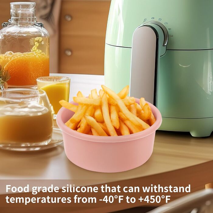 Форми для яєць Air Fryer, 13.3 см, аерофритюрниця Силіконові рамекіни з антипригарним покриттям, духовка та мікрохвильова піч, багаторазові, харчові аксесуари для фритюрниці для приготування їжі, випічки, 4 рожеві 13,3 см