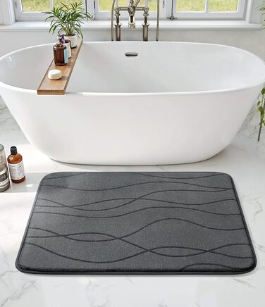 Килимок для ванної кімнати chakme з піни з ефектом пам&39яті, нековзний килимок для ванної, що миється, м&39який абсорбуючий килимок для ванної кімнати, килимок для душу для ванної кімнати темно-сірого кольору, 50x80 см