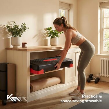 Фітнес-степер KM-Fit Аеробний степер для домашнього використання Степ-лава з 3 регулюваннями висоти Вантажопідйомність до 200 кг Гімнастичний домашній степер з протиковзким килимком Аеробний степер