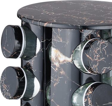 Карусель для спецій Relaxdays з 16 баночками для спецій, зі вставкою-шейкером, обертовий, багаторазовий блок для спецій, мармуровий вигляд, чорний