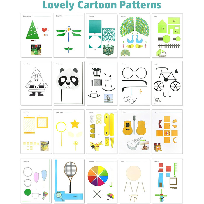 Книжка-розмальовка 3D-ручка, багаторазові кольорові шаблони з 40 шаблонів із щільного паперу з двома прозорими пластинами, трафарети графіті з 3D-малюванням для дітей, подарунки своїми руками, Vomika