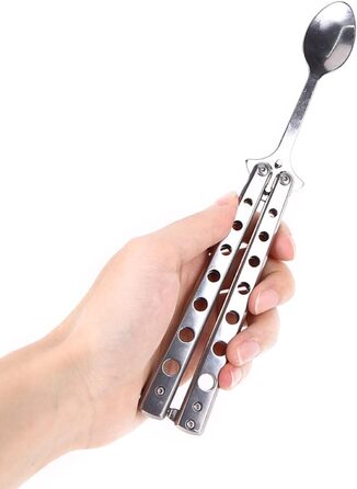 Металевий складний тренажер Balisong, ложка, виделка, ніж-метелик, тренажер для безпеки гри, кемпінговий посуд - Іспанія, виделка ІСПАНІЯ