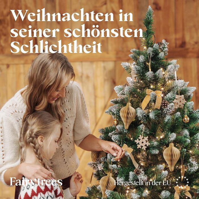 Штучна різдвяна ялинка з дерев'яною підставкою 220 см FairyTrees