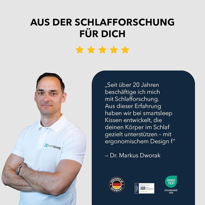 Подушка для шиї smartsleep ергономічна подушка з віскозної піни, підтримка шийного відділу хребта для сну на спині та на боці