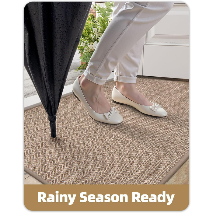 КОЛІР І ГЕОМЕТРІЯ Великий нековзний килимок для прихожих 60 x 120 см, килимок для прихожих, що миється, що вловлює бруд, бежевий 60 x 120 см (прямокутний)