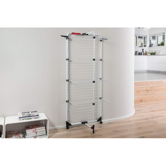 Змішувач для білизни Vileda Змішувач для білизни 4 баштовий, з 4 рівнями на 4 завантаження, гнучкий шарнір, на роликах, сталь, еко