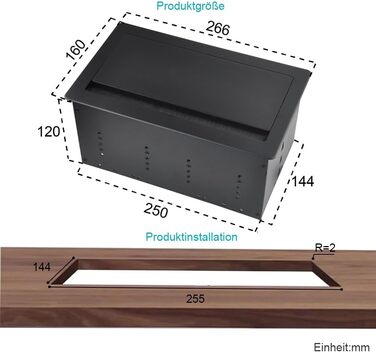 Вбудована настінна розетка для конференц-залу, столу, мультимедійна розетка, срібляста - 2 шт. Schuko - 2 шт. CAT6 - 2 шт. HDMI - USB 3.0 - стерео - USB-C для передачі даних (чорна)