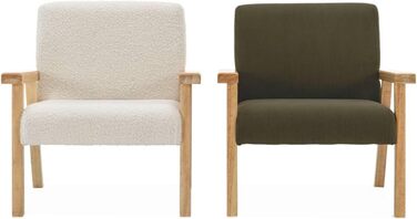 Дитяче крісло Sweeek з дерева та білої тканини букле з плюшевого миша, ISAK Д 47 x Г 43,5 x В 50 см