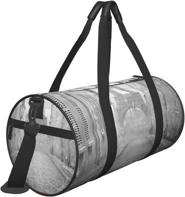 Дорожня сумка Паризький шарм з Ейфелевою вежею, вулицею Парижа та червоною парасолькою. Спортивна сумка для чоловіків та жінок, сумка-мішок, спортивна дорожня сумка.