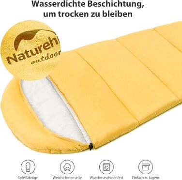 Дитячий спальний мішок Naturehike, літній, весняний, осінній, бавовняний спальний мішок для дітей, подорожей, кемпінгу, легкий теплий, кемпінговий, спальні мішки C300-жовтий