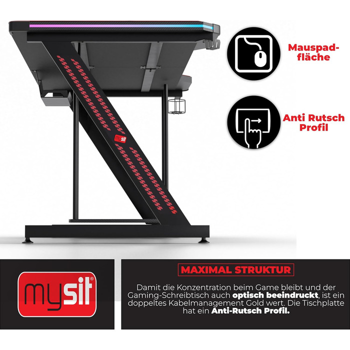 Ігровий стіл MY SIT Титан з RGB-підсвічуванням та розширеним функціоналом