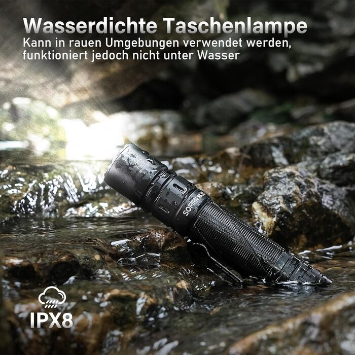 Світлодіодний ліхтарик Sofirn SK30, акумуляторний USB-C, тактичний ліхтарик 3000 люмен, надзвичайно яскравий з 6 режимами світла, максимальна дальність 392 м, з батареєю для EDC, екстрених ситуацій, кемпінгу на природі, пошуку та порятунку