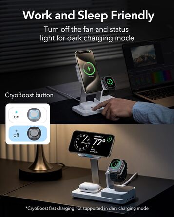 Зарядна станція ESR 100 Вт 6 в 1 GaN з CryoBoost, сумісна з зарядною підставкою MagSafe, магнітний бездротовий зарядний пристрій д