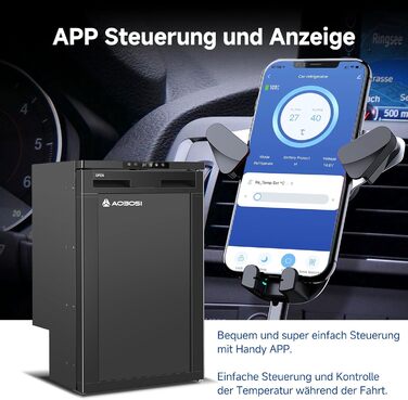 Компресорний холодильник AAOBOSI 83L, холодильник для кемпера з керуванням за допомогою застосунку, 12/24 В постійного струму, автомобільний холодильник зі світлодіодним підсвічуванням, охолоджує до -20 для автомобіля, вантажівки, човна, автофургона, кемп