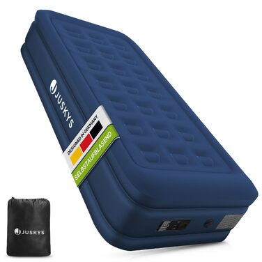 Надувний матрац Juskys Sapri M синього кольору - самонадувальний надувний матрац на 1 особу - надувний матрац для гостьового ліжка або кемпінгу - вбудований насос, синій, одномісний