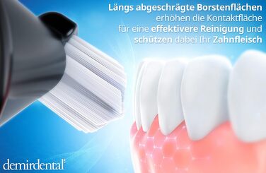 Жорсткі насадки demirdental підходять для змінних щіток Philips Sonicare, жорсткі, інтенсивного очищення, чорні, HX7038b, 8 шт.