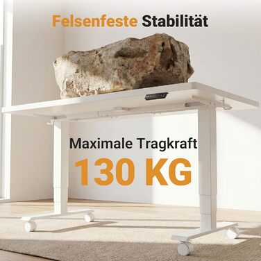 Стіл Claiks з регульованою висотою 16075 см, з 2 електродвигунами, товщиною стільниці 25 мм, вантажопідйомність 130 кг, стіл з регульованою висотою, 3-функціональною пам&39яттю та 4 тихими колесами, білий 160 x 75 см