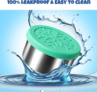 Набір контейнерів для їжі Homotte з нержавіючої сталі 304 з кришками, маленький, герметичні, для школи та офісу, штабельовані (57 мл, 113 мл, 227 мл, 400 мл, 680 мл) - 5 шт. (Синій, Жовтий, Зелений, Помаранчевий, Фіолетовий)