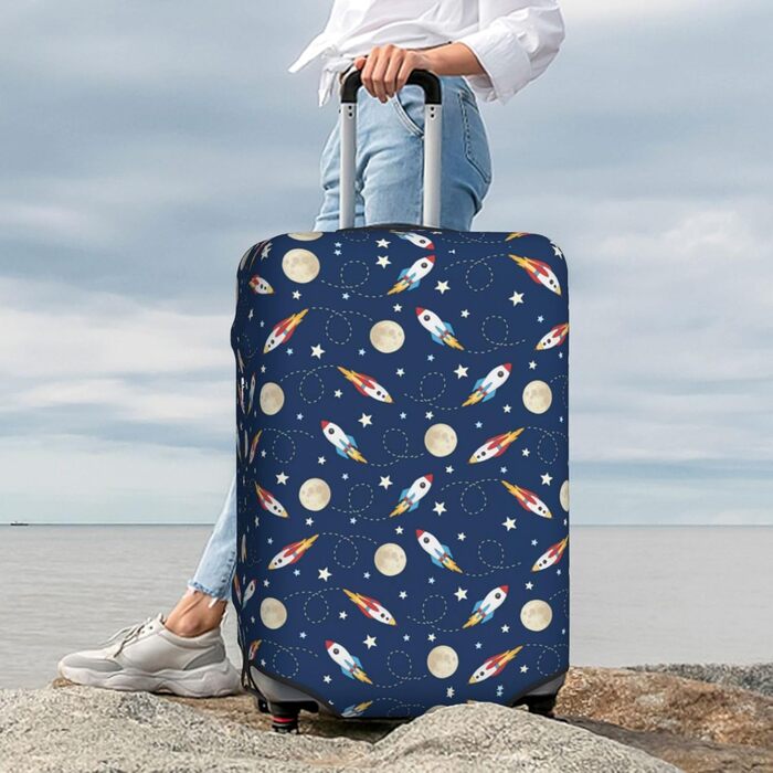 Чохол для валізи Ракета в космосі BAFAFA, захисний еластичний чохол від подряпин і пилу для багажу, чорний, розмір 85