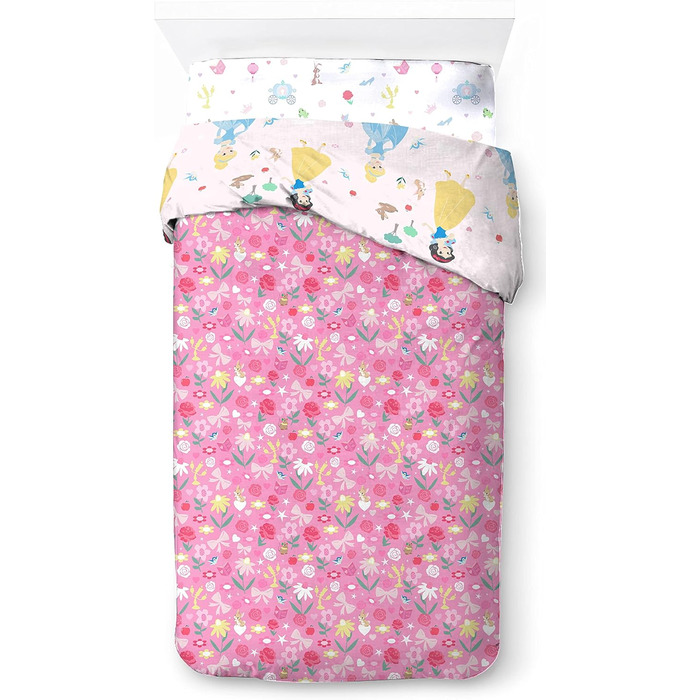 Комплект постільної білизни Disney Princess Cut Paper 100 бавовна, 3 предмета, розмір односпального ліжка 135x200 см - підодіяльни