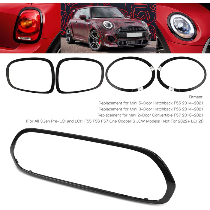 Кришка фари, KIMISS Кришка фари для Mini F55 F56 F57 One Cooper S JCW 2014 року на решітці радіатора Безель Кришка фар Обшивка Кришка фари, 56