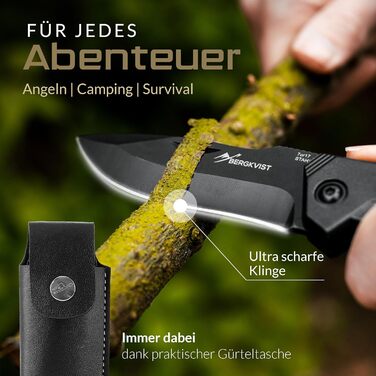 Складаний ніж (дворучний) - гострий кишеньковий ніж для активного відпочинку та виживання з вогнетривкої сталі та чохлом - дозволе