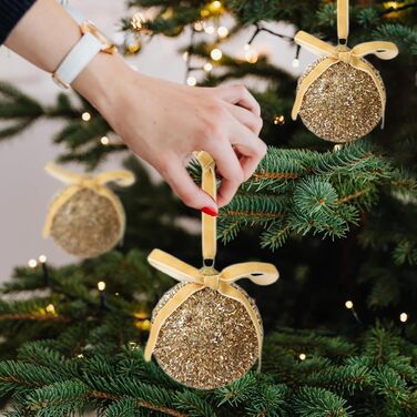 Набір різдвяних кульок блискучі 16 шт золоті Lergas