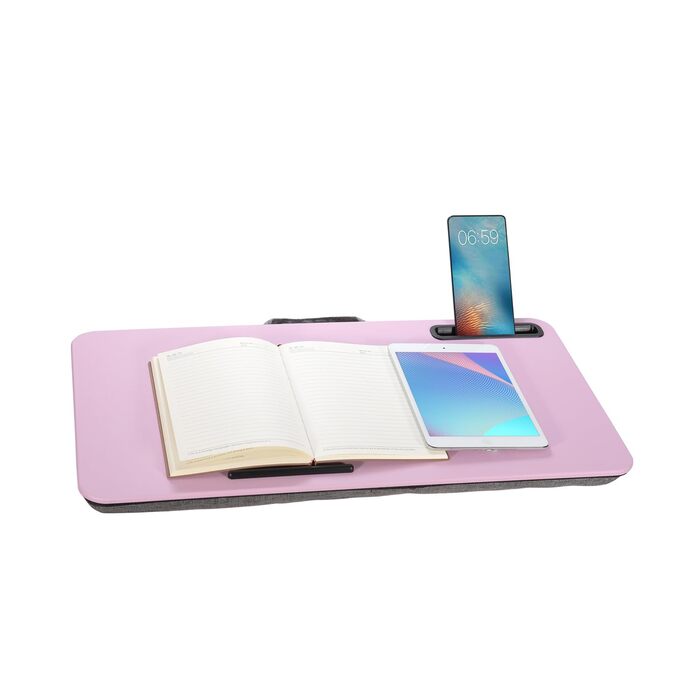 Стіл для ноутбука портативний, до 16 дюймів, з підставкою для планшета та м'якою подушкою, ідеальний для дому та офісу, рожевий колір, розмір L