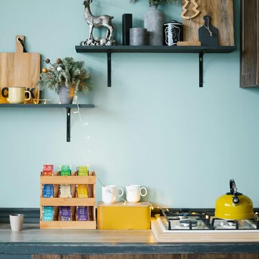 Органайзер для чаю Relaxdays, 9 відділень, виготовлений з бамбука, HBT 24 x 27 x 17,5 см, для чаю та кави в капсулах, вертикальна підставка для чаю, білий/натуральний