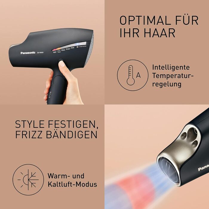 Фен Panasonic EH-NA9J технологія Nanoe (4 режими для волосся, обличчя та шкіри голови, 2 температурні режими, 2 насадки) чорний, ш