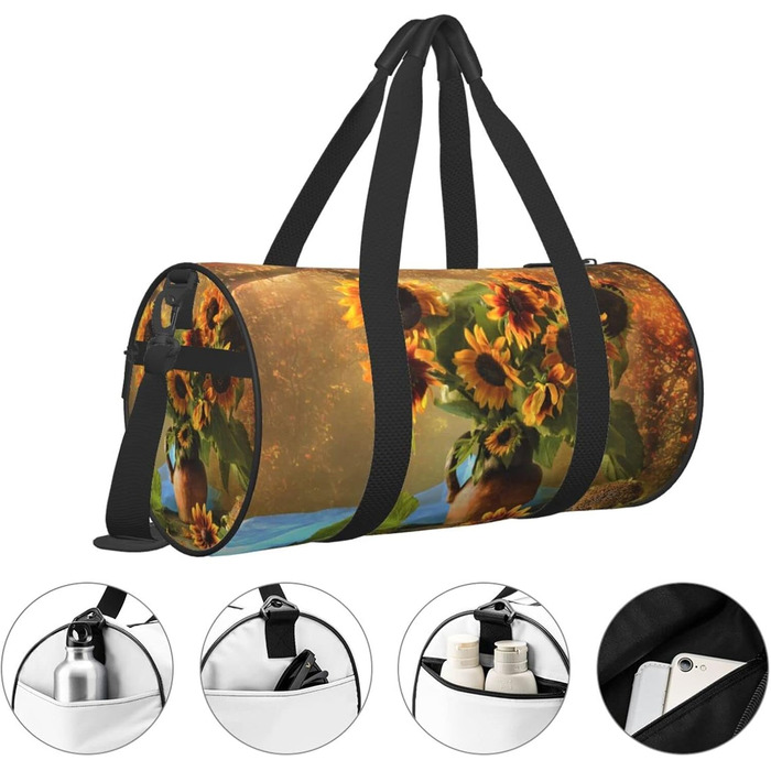Дорожня сумка-циліндр з квітковим принтом, спортивна сумка для чоловіків та жінок, сумка-мішок, спортивна дорожня сумка