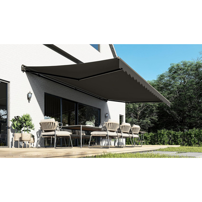 Напівкасетна тентована маркіза зі світлодіодним освітленням, електроприводом, дистанційним керуванням, міцна алюмінієва тентована маркіза з тканиною, сірий каркас, розміри 4 x 3 м, дизайн SPD016 4x3м SPD016, 1201EML