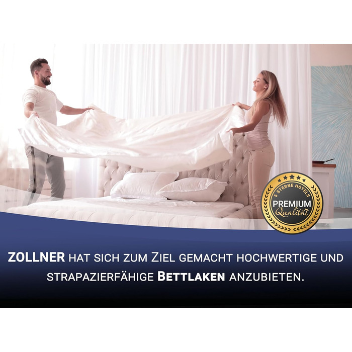 Льняна простирадла або ковдра ZOLLNER на літо - Виготовлена з чистої бавовни - 290x300 см Біла - Без гумки - Готельна якість Біла 290 x 300 см