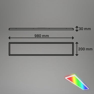 Стеля LED-світильник BRILONER 98 см з непрямим підсвічуванням, RGBW кольорове світло, пульт ДК, панельна лампа для вітальні та кухні, 98x20x3 см, білий