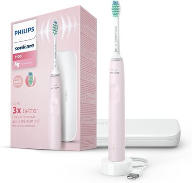 Електрична зубна щітка Philips Sonicare серії 3100 зі звуковою технологією, з датчиком тиску та індикатором зміни головки щітки, HX3673/11, Цукрова троянда, Рожевий