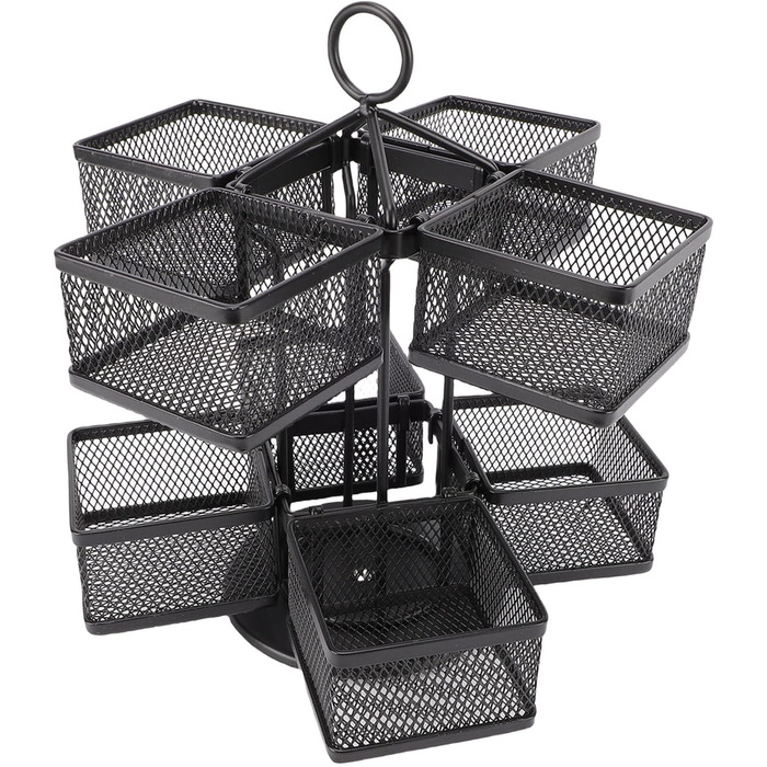 Органайзер для чайних пакетиків Matybobe, 2 рівні, 8 кошиків, обертовий кухонний стелаж для зберігання (8 кошиків) чорний 8 кошиків