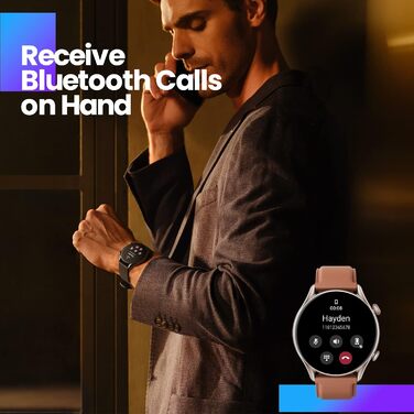 Фітнес-годинник Amazfit Smartwatch GTR 3 Pro 46 мм з GPS, моніторингом серцевого ритму, сном, стресом, SpO2, понад 150 спортивними режимами, дзвінками Bluetooth, керуванням музикою, Alexa Braun.